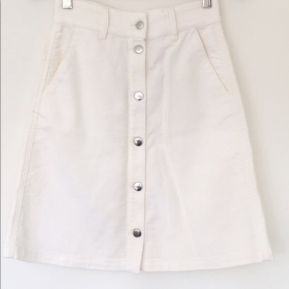 h and m white denim skirt